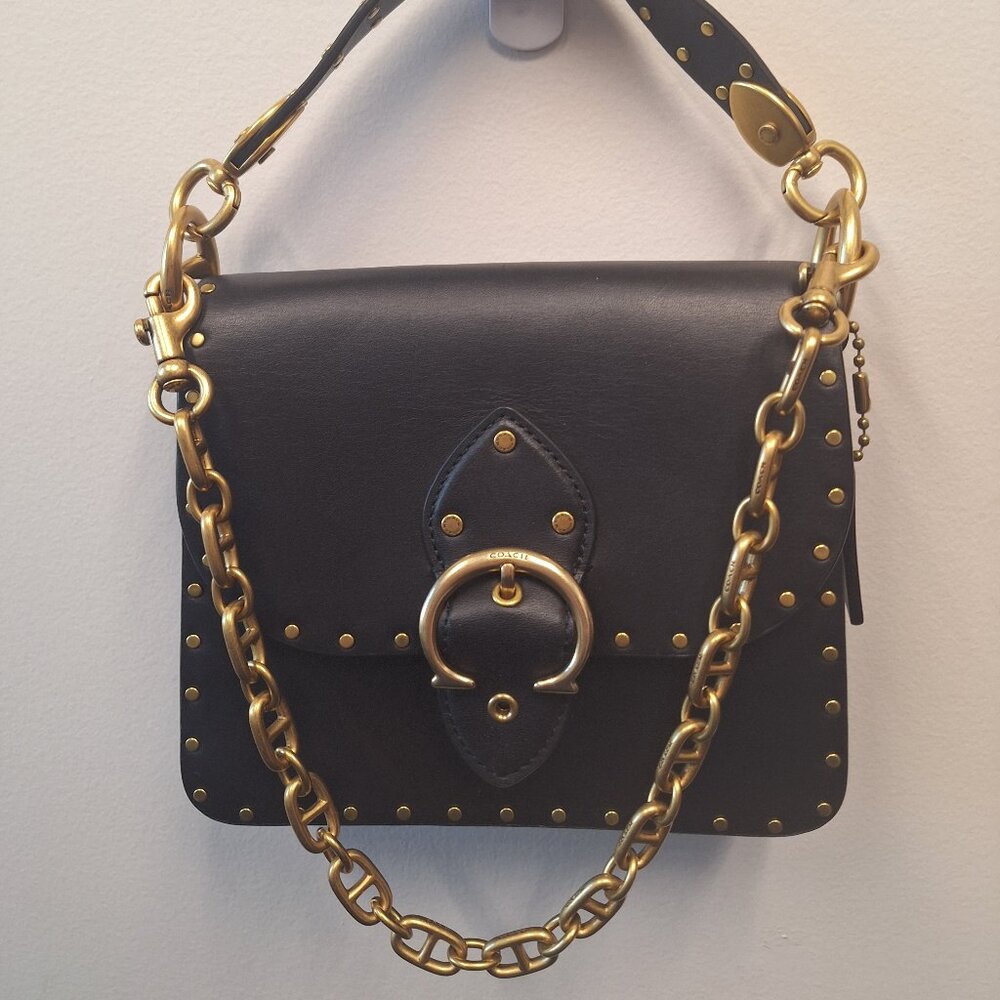 Coach Beat Leather Shoulder Bag with Rivets with Shoulder Strap L2080-1500